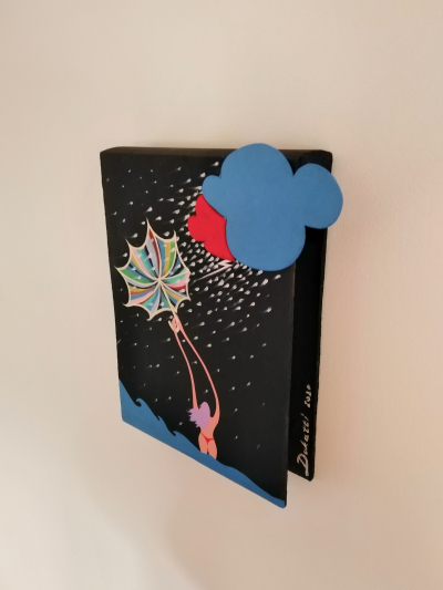 PREVRNUTI KIŠOBRAN, 30X20cm, Ulje na drvetu, 2020 god.
