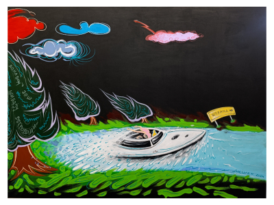 Dunavom još šibaju vetrovi, 50x80cm, 2024, mix, Privatna kolekcija 
