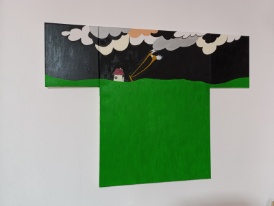 HVATAČ MUNJA, mix media na platnu,110x80cm, 2024