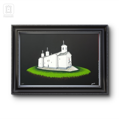 Noć nad manastirom Čokešina , akril na platnu,100x60cm, 2025 , privatna kolekcija