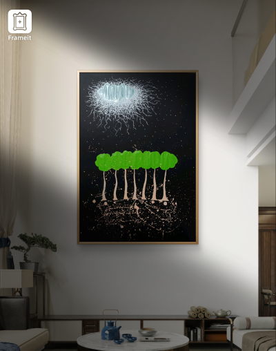 Čuvari noćnog neba, mix m. na papiru 60x40cm, 2025